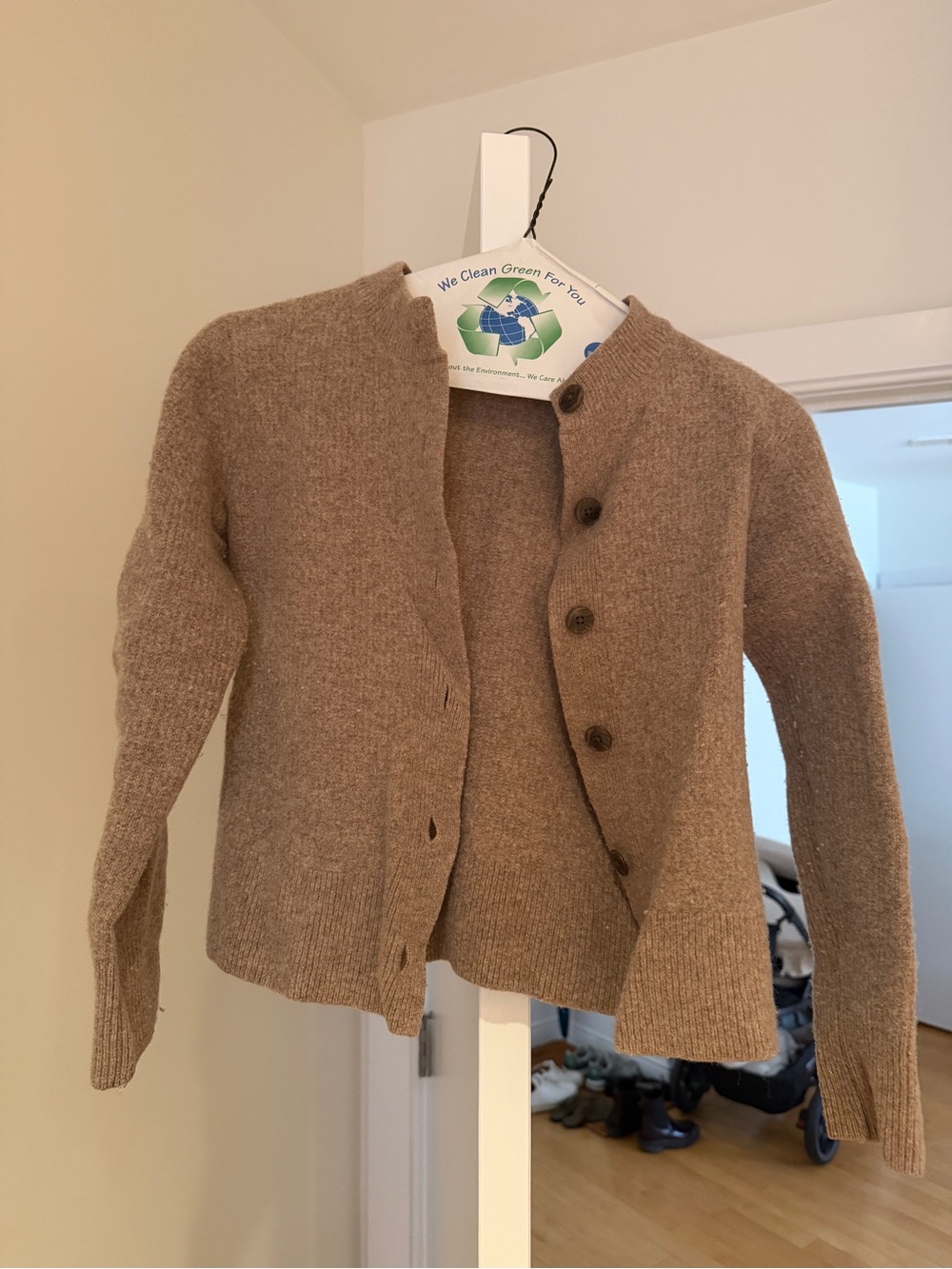 Neutral Brown Button-Up Knit Cardigan